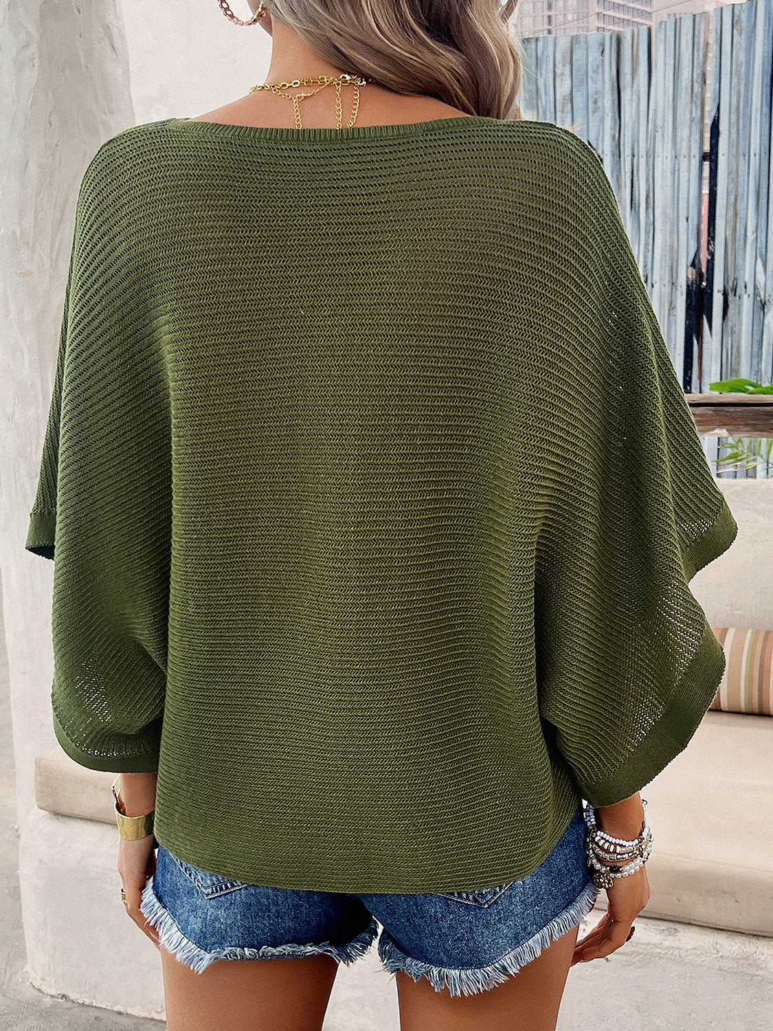 Devine V-Neck Batwing Sleeve Knit Top - The Goddess Galleries
