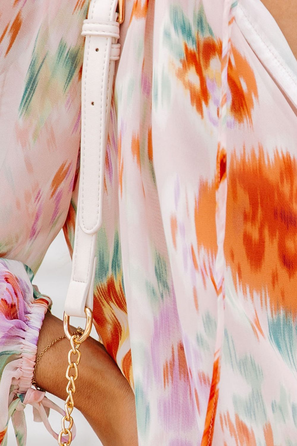 Printed Tie Neck Long Sleeve Blouse - The Goddess Galleries