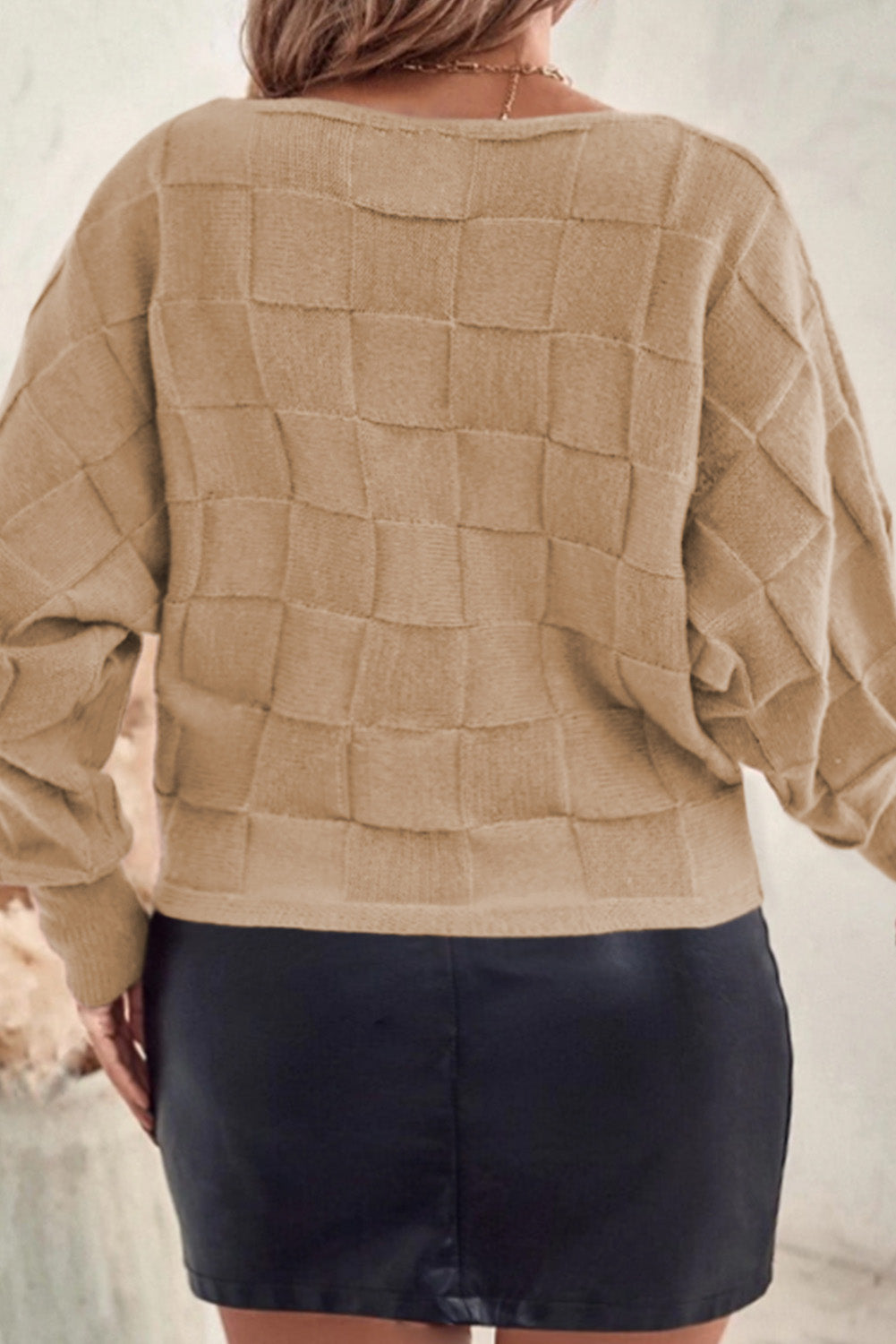 Plus Size Plaid Round Neck Sweater - The Goddess Galleries
