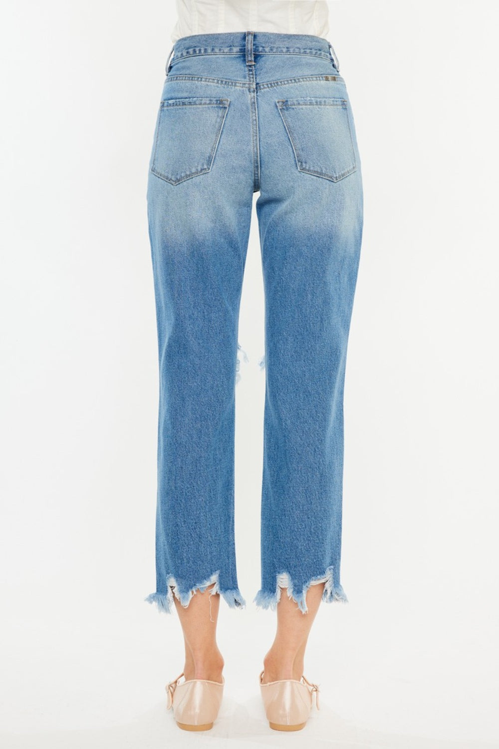 Kancan Distressed Frayed Hem Cropped Jeans - The Goddess Galleries