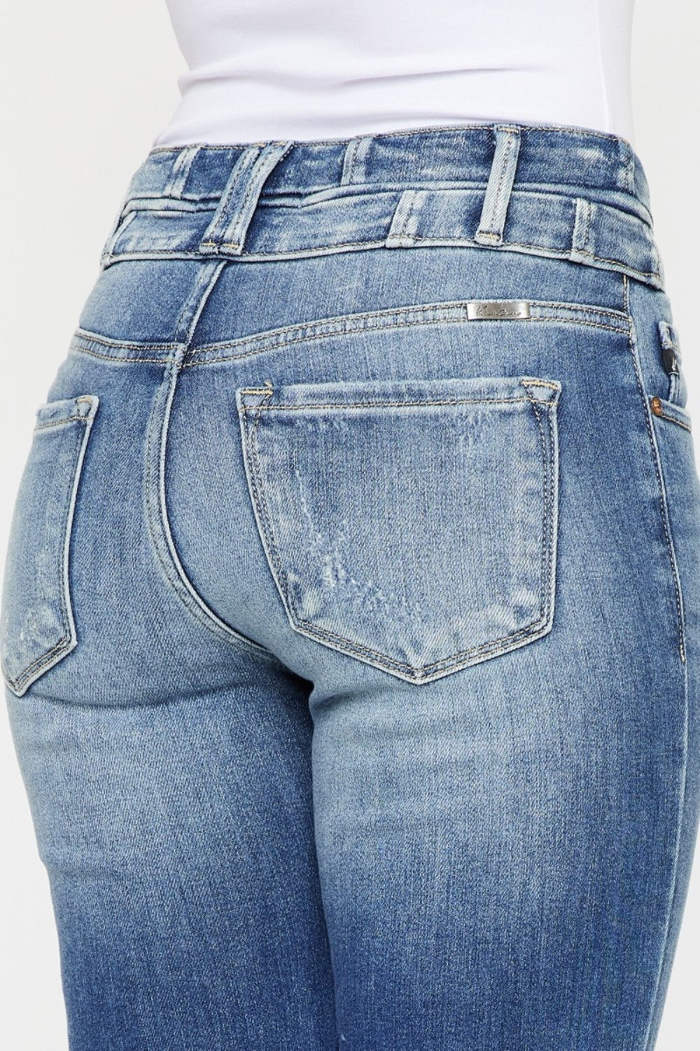 Kancan High Rise Wide Waistband Flare Jeans - The Goddess Galleries