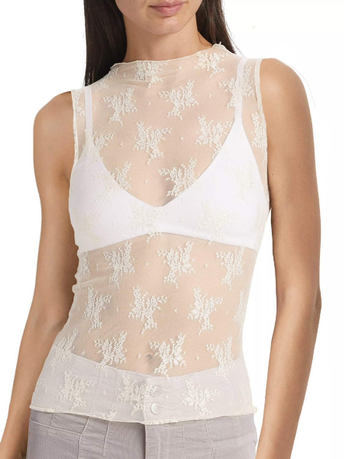 Lace Mock Neck Top - The Goddess Galleries