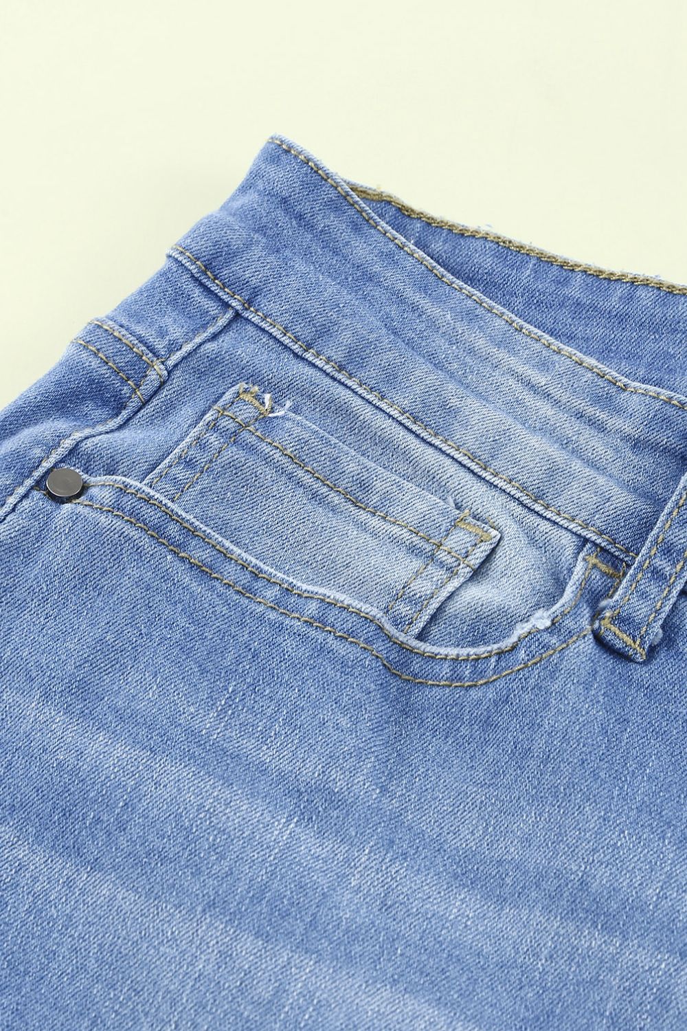 Button-Fly Distressed Raw Hem Flare Jeans - The Goddess Galleries