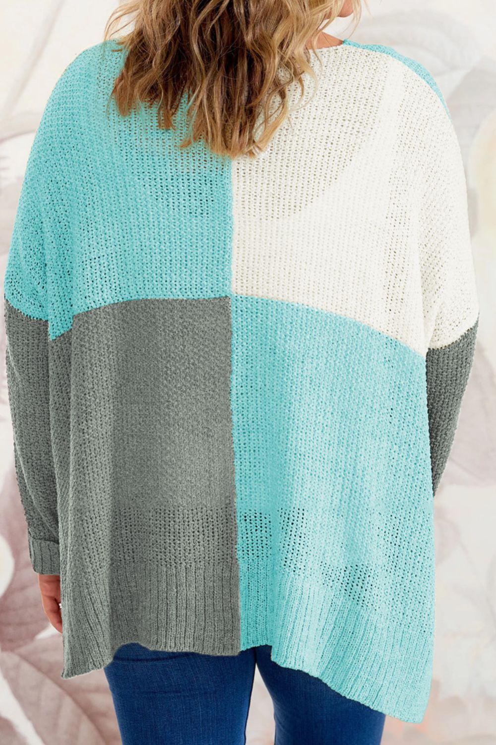 Plus Size Color Block Round Neck Sweater - The Goddess Galleries