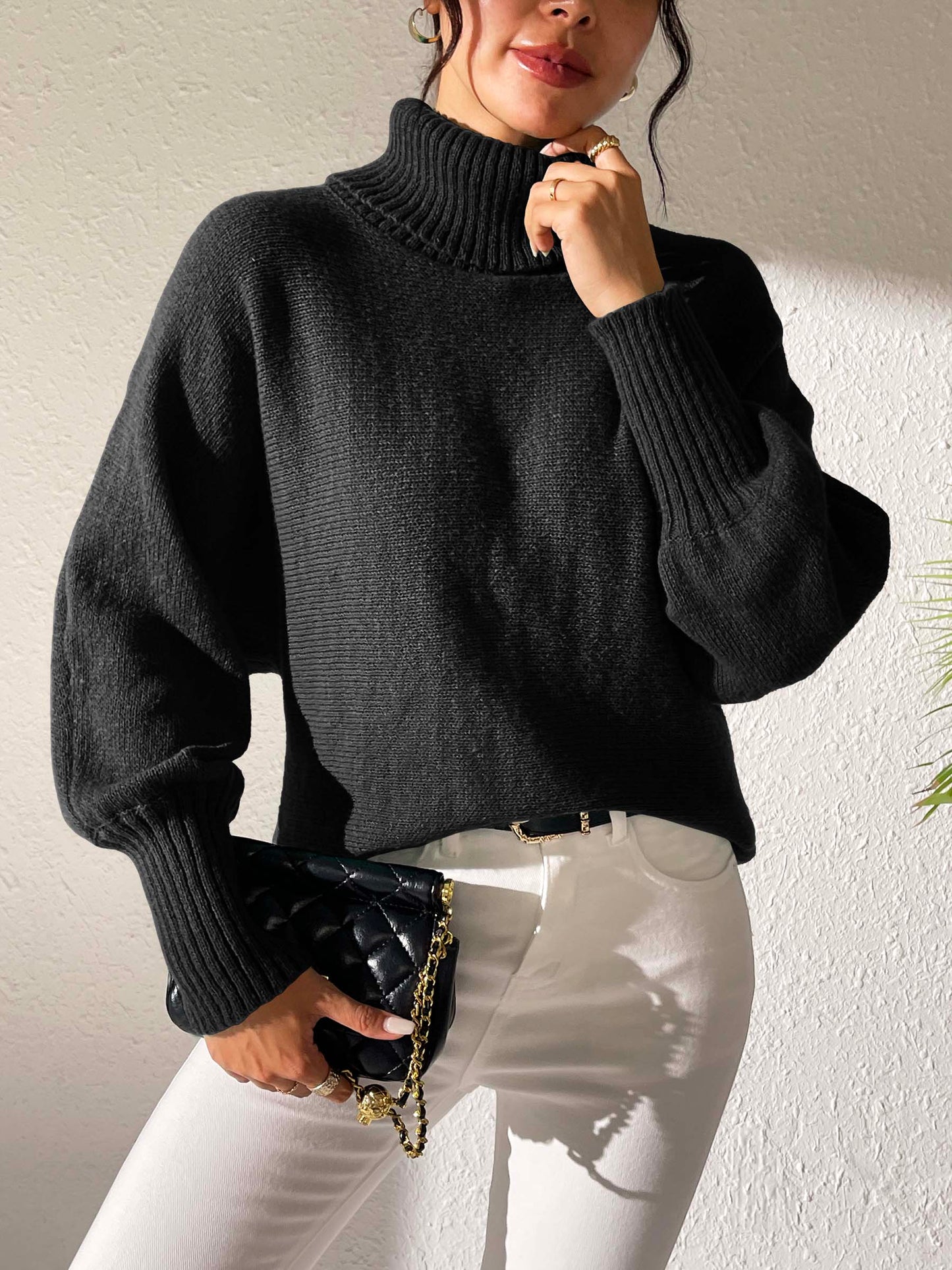 Turtleneck Long Sleeve Sweater - The Goddess Galleries
