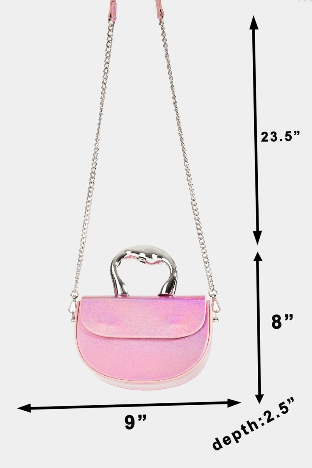 Fame Glossy Semi Circle Top Handle Bag - The Goddess Galleries