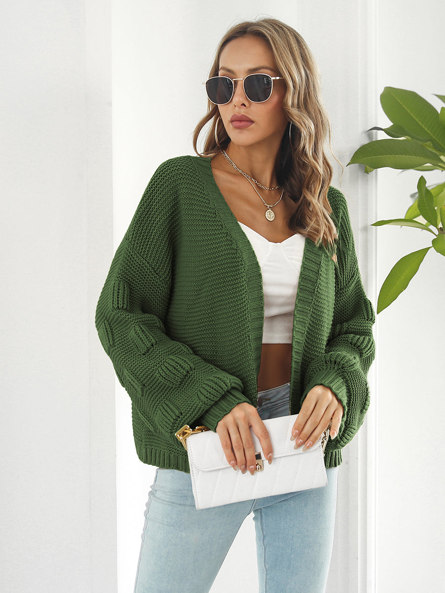 Open Front Ribbed Trim Cardigan - The Goddess Galleries