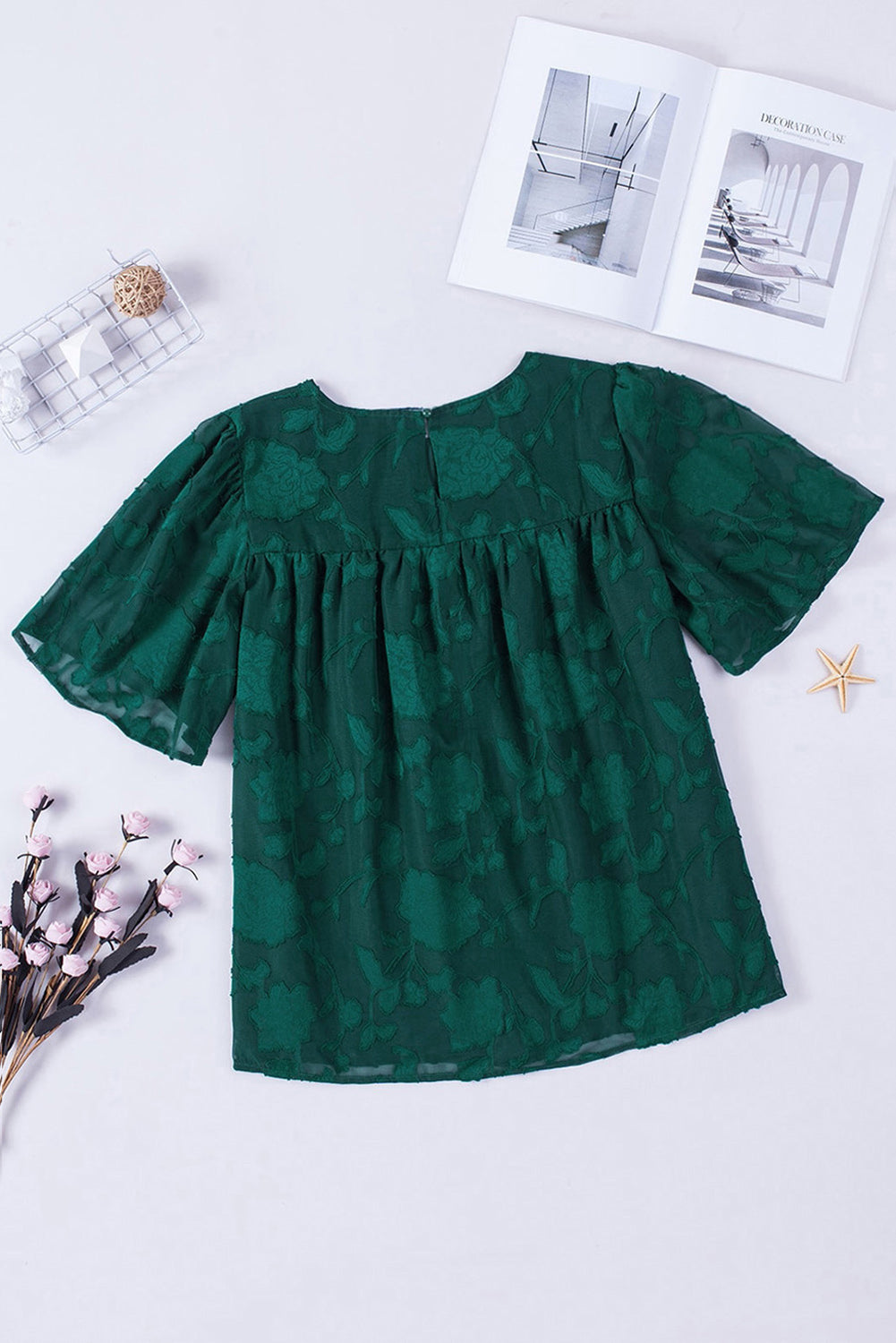 Round Neck Puff Sleeve Blouse - The Goddess Galleries