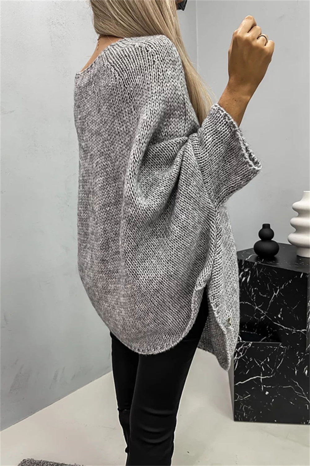 Round Neck Batwing Sleeve Sweater - The Goddess Galleries