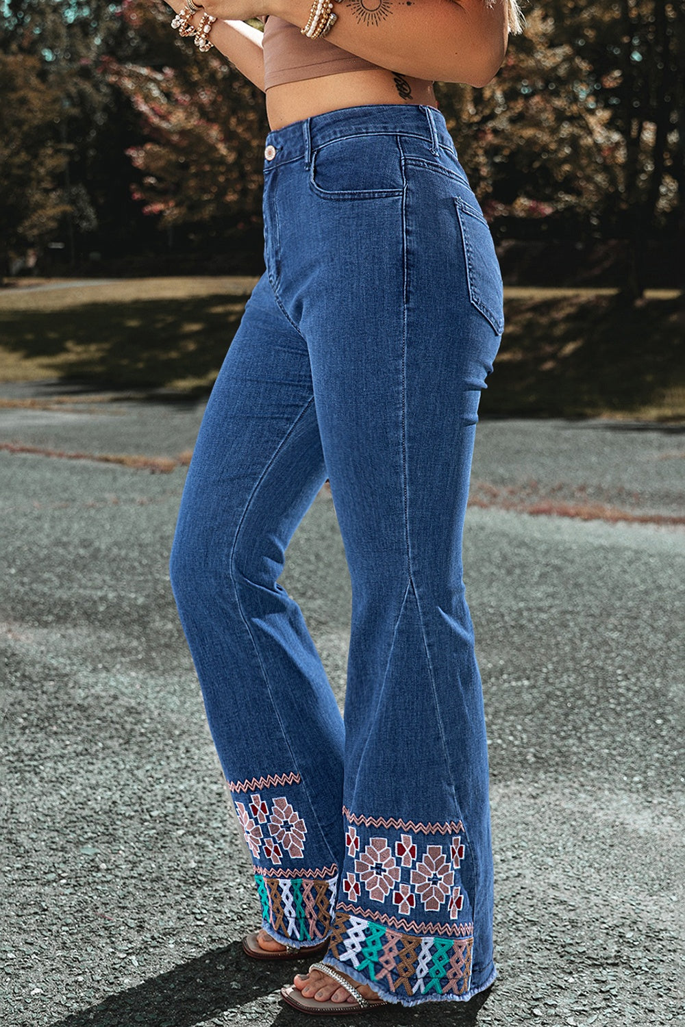 Embroidered Bootcut Jeans - The Goddess Galleries