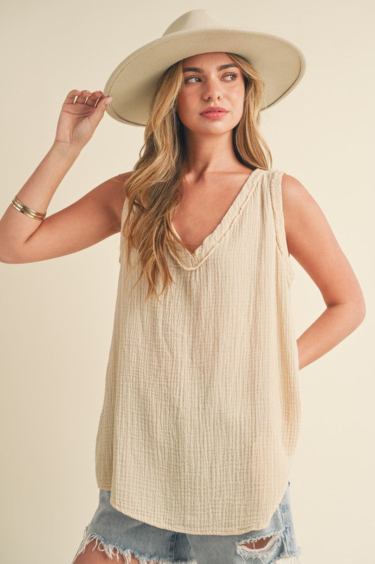 Aemi + Co V-Neck Wide Strap Tank - The Goddess Galleries