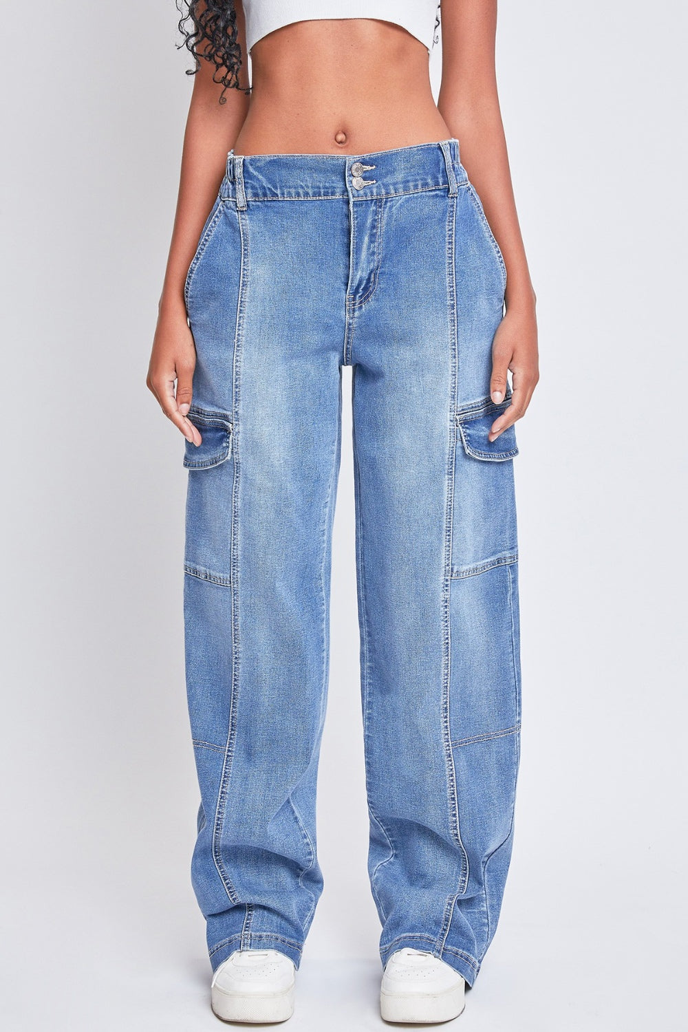 YMI Jeanswear High-Rise Straight Cargo Jeans - The Goddess Galleries
