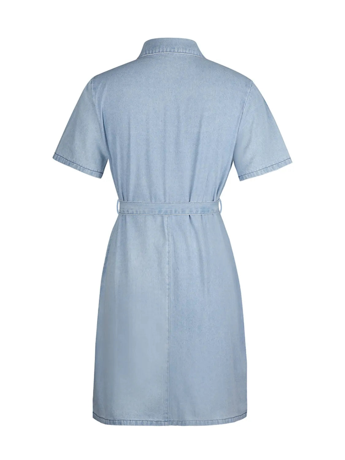 Full Size Zip Front Short Sleeve Denim Dress Plus Size - The Goddess Galleries