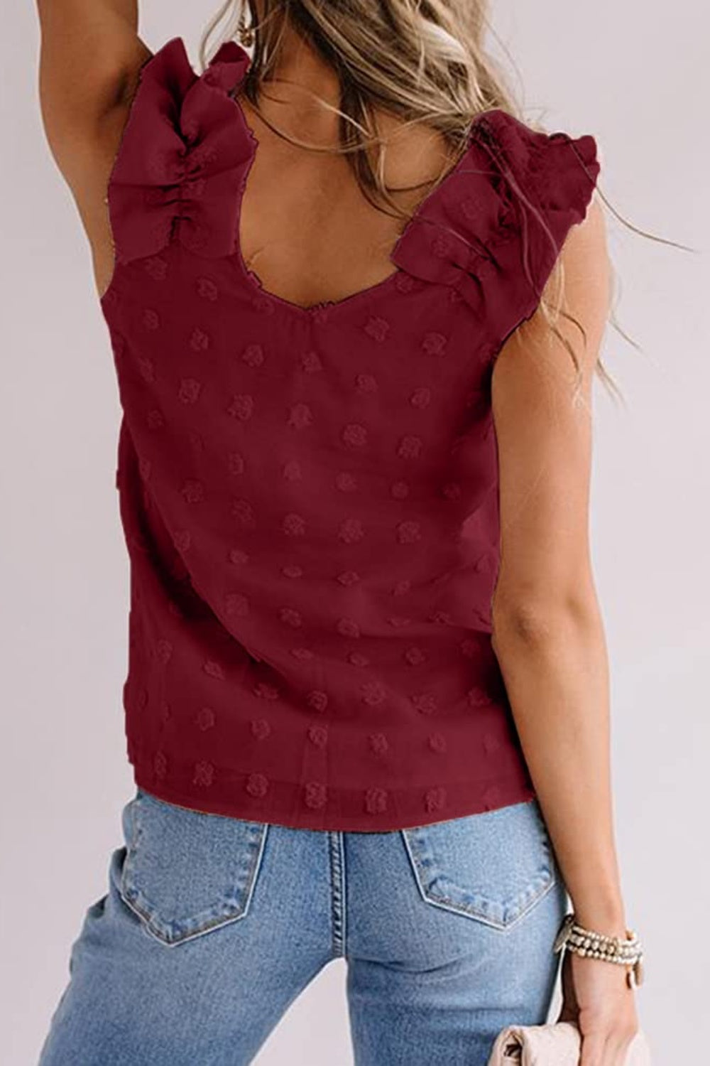 Full Size Swiss Dot V-Neck Tank - The Goddess Galleries