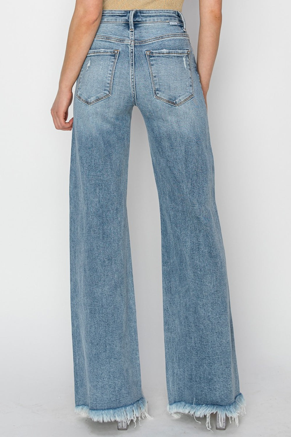 RISEN Mid Rise Button Fly Wide Leg Jeans - The Goddess Galleries