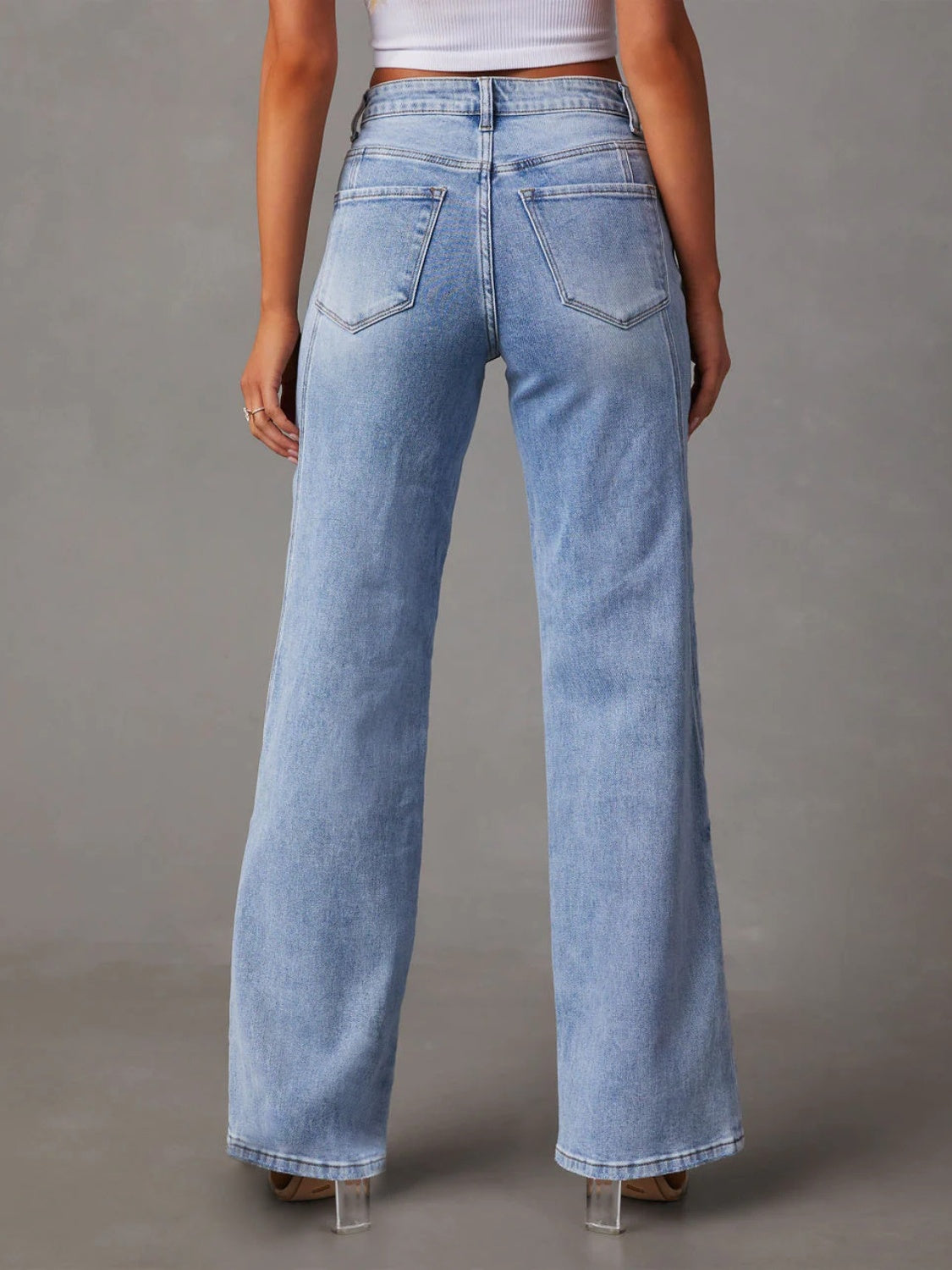 High Waist Straight Jeans with Pockets - The Goddess Galleries