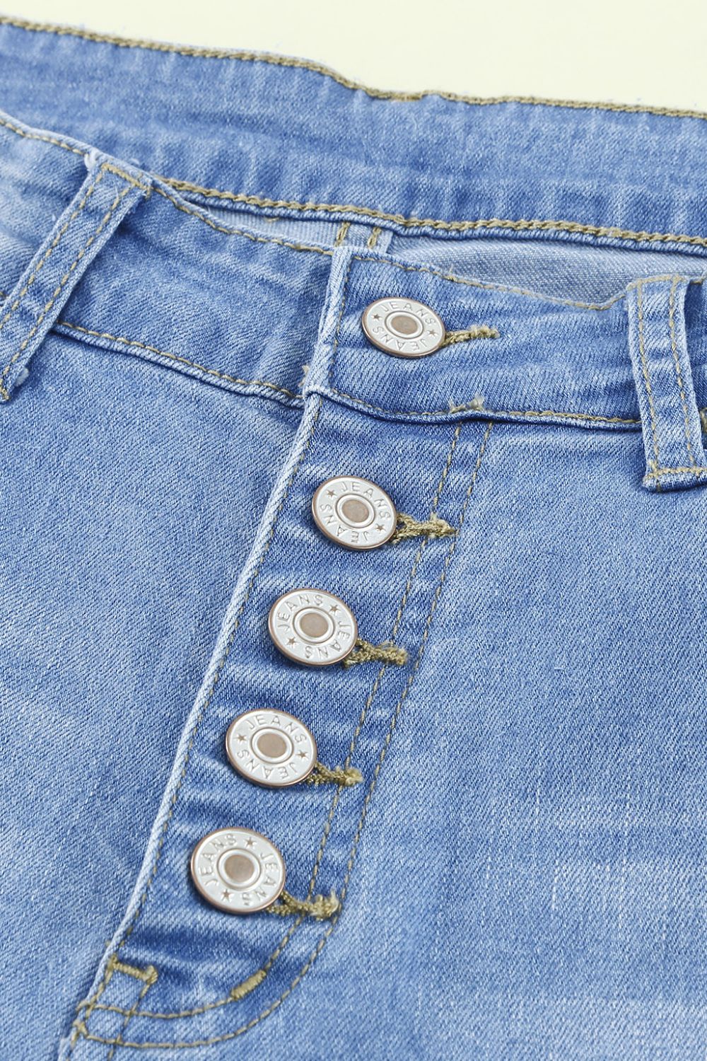 Button-Fly Distressed Raw Hem Flare Jeans - The Goddess Galleries
