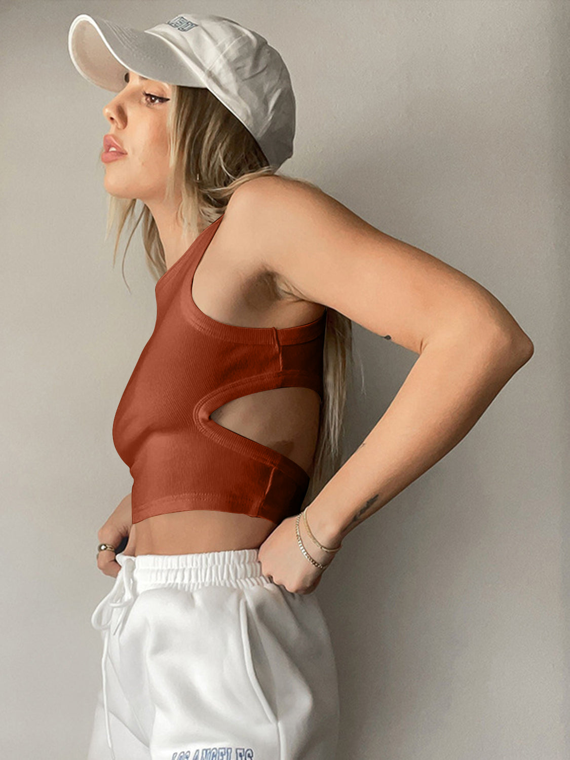 Cutout Round Neck Tank - The Goddess Galleries