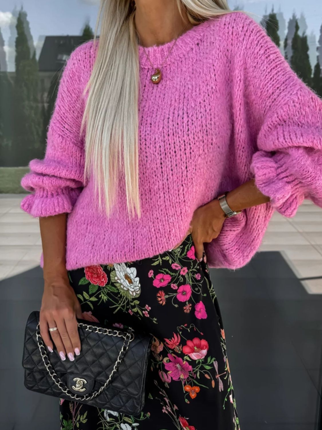 Round Neck Long Sleeve Sweater - The Goddess Galleries
