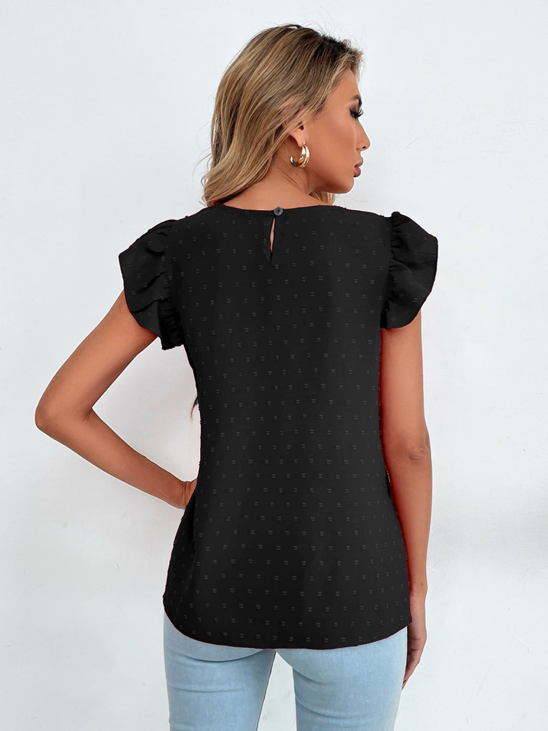 Swiss Dot Cap Sleeve Blouse - The Goddess Galleries