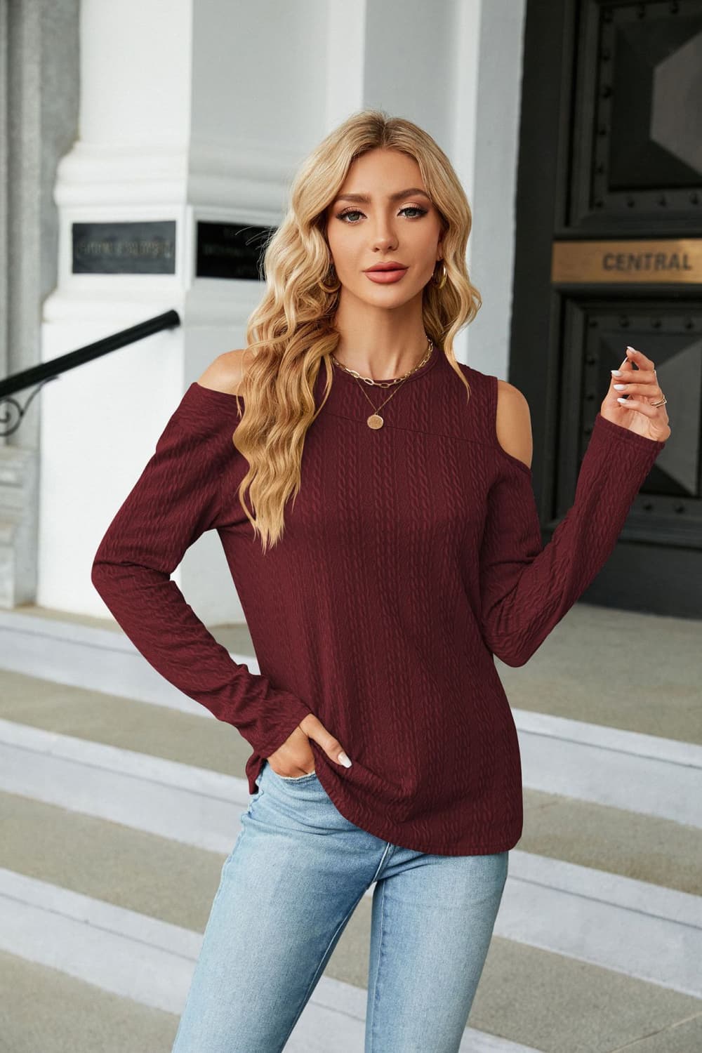 Dropped Shoulder Long Sleeve Blouse - The Goddess Galleries