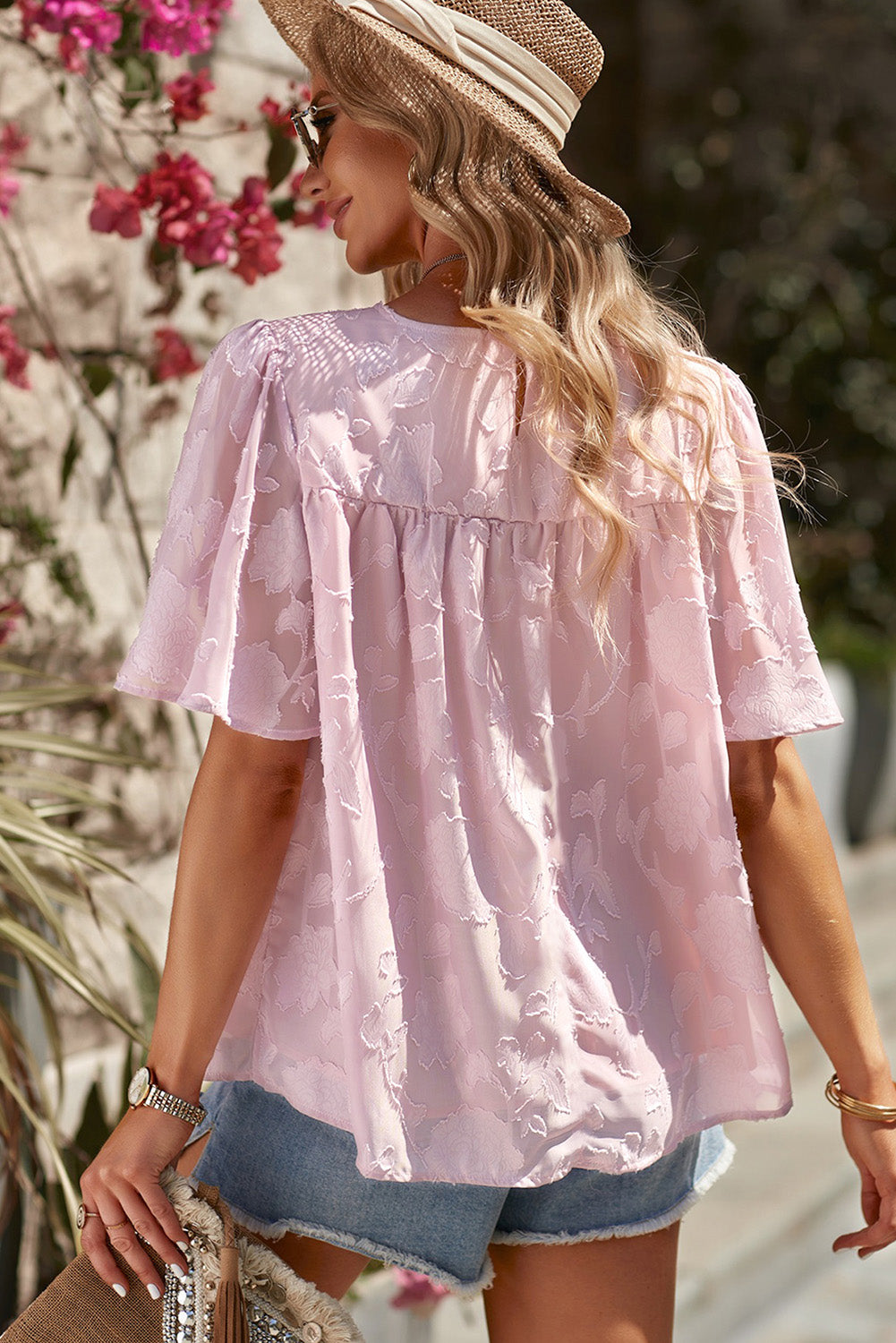 Round Neck Puff Sleeve Blouse - The Goddess Galleries