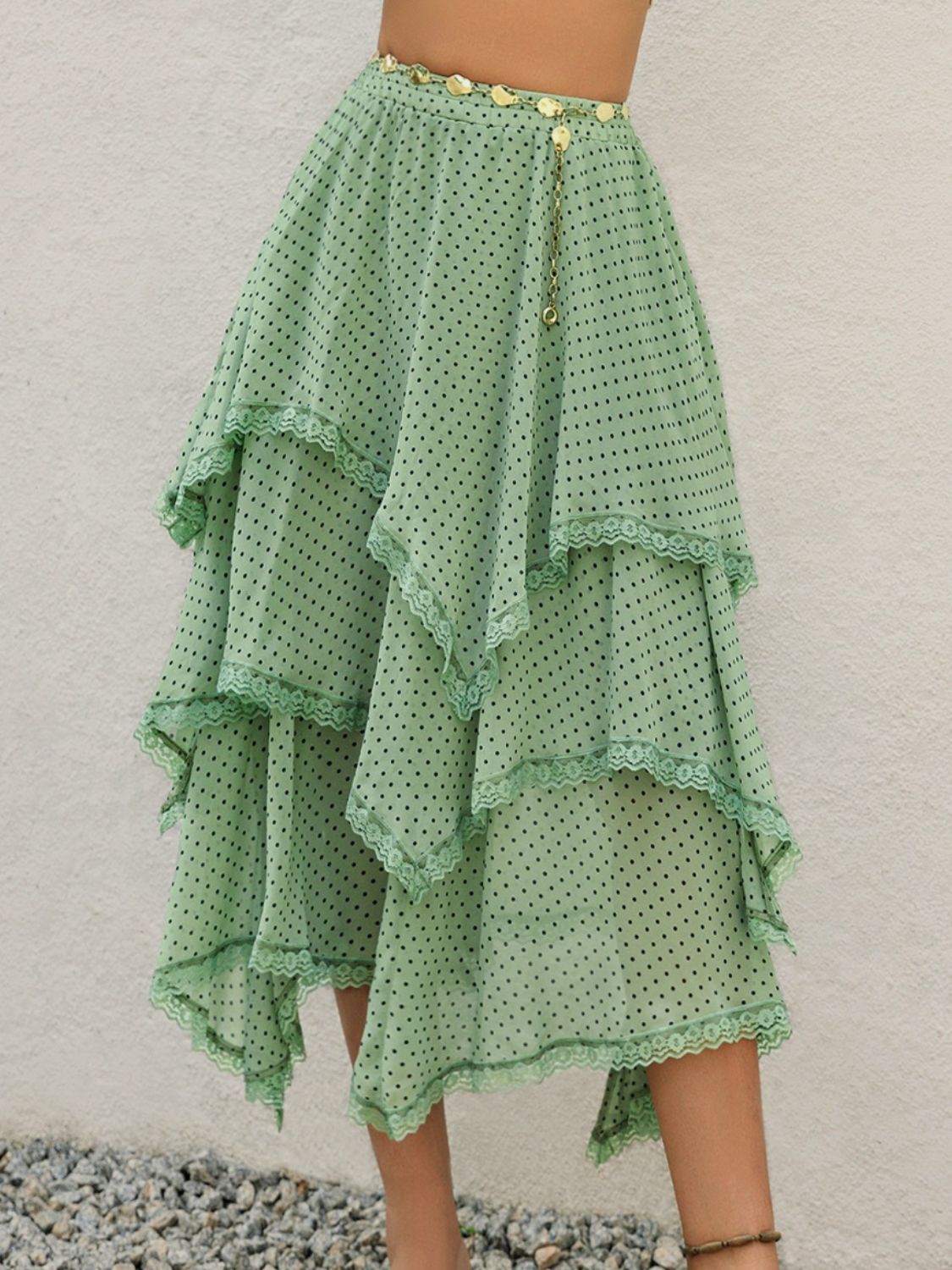 Lace Detail Layered Printed Skirt - The Goddess Galleries
