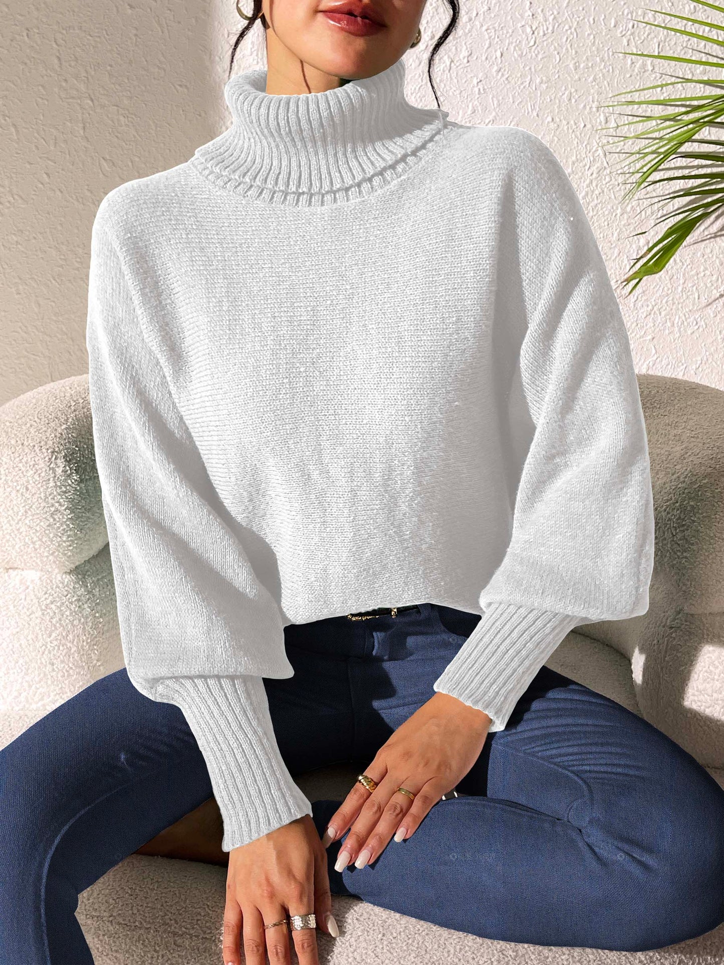 Turtleneck Long Sleeve Sweater - The Goddess Galleries