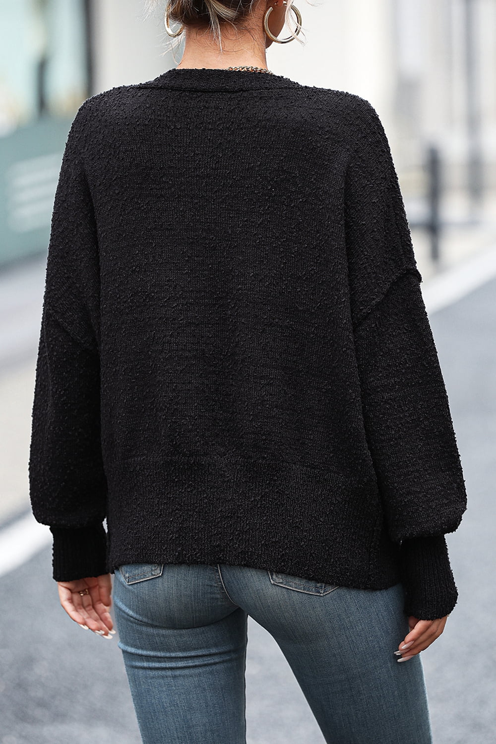 Button-Up Dropped Shoulder Cardigan - The Goddess Galleries