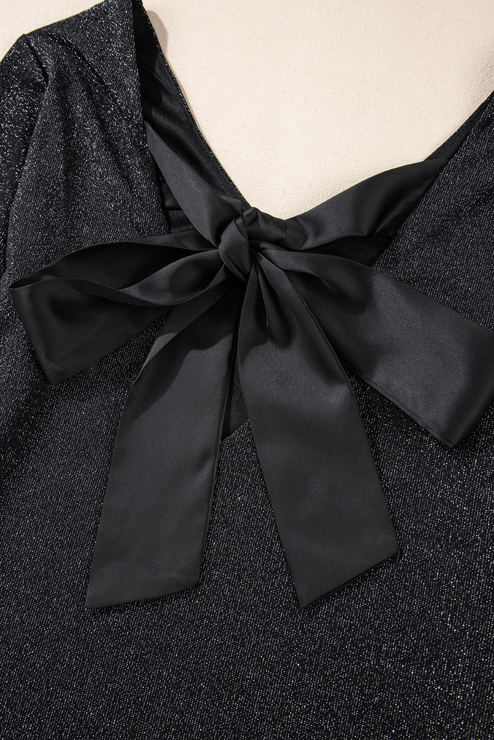 Bowknot V-Neck Long Sleeve Blouse - The Goddess Galleries