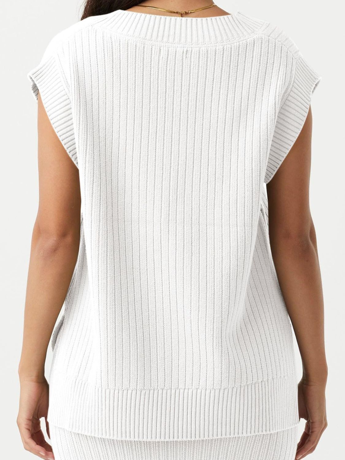 Mandy Ribbed V-Neck Sweater Vest - The Goddess Galleries