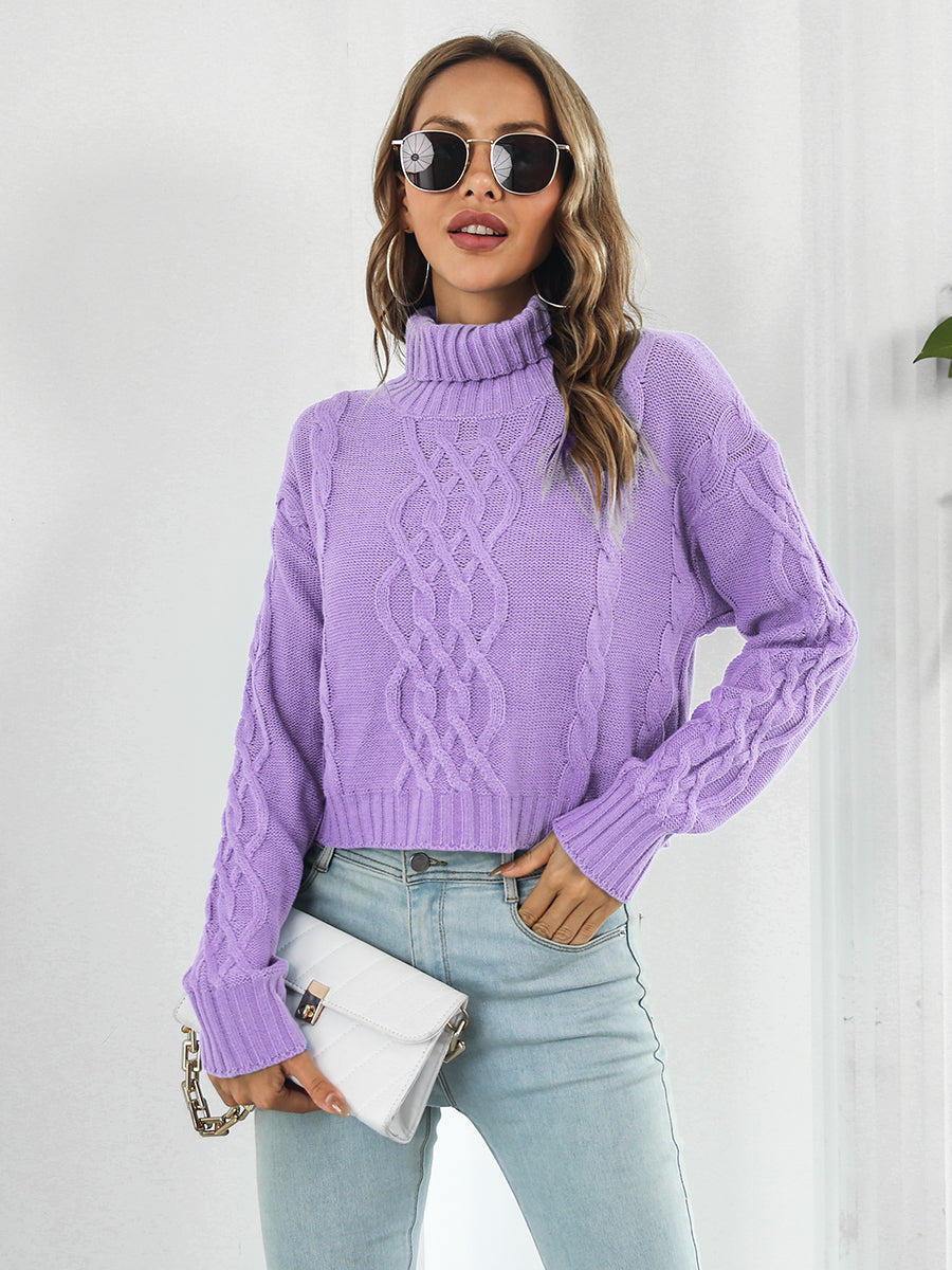 Turtleneck Dropped Shoulder Sweater - The Goddess Galleries
