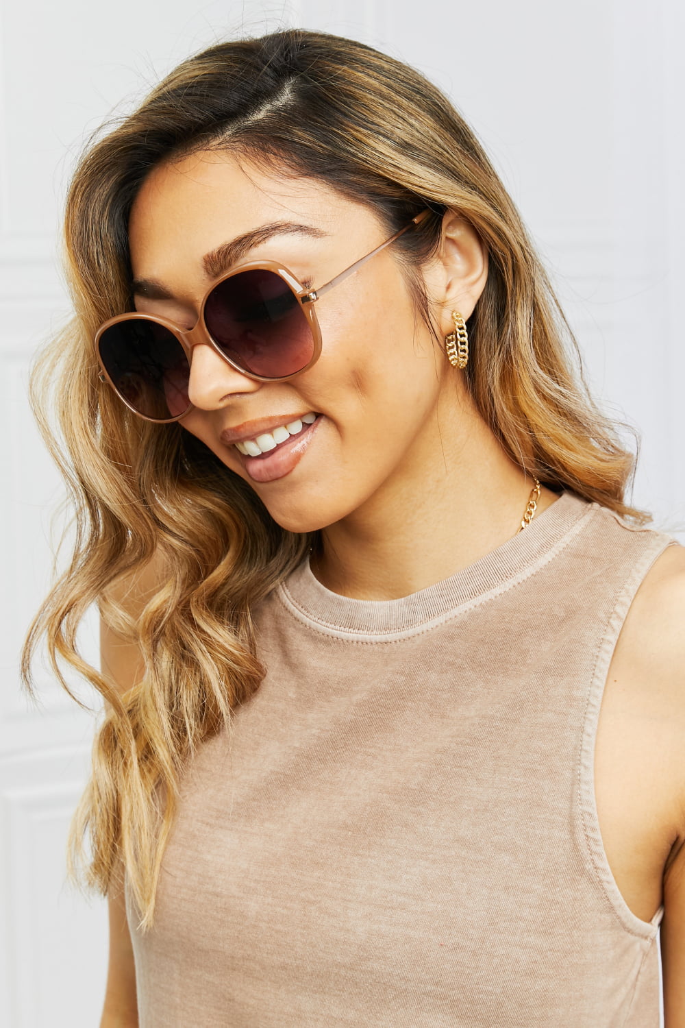 Metal-Plastic Hybrid Full Rim Sunglasses - The Goddess Galleries