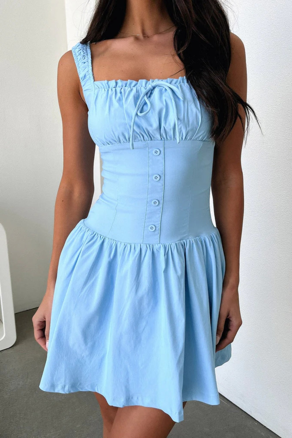 Decorative Button Square Neck Cami Dress - The Goddess Galleries