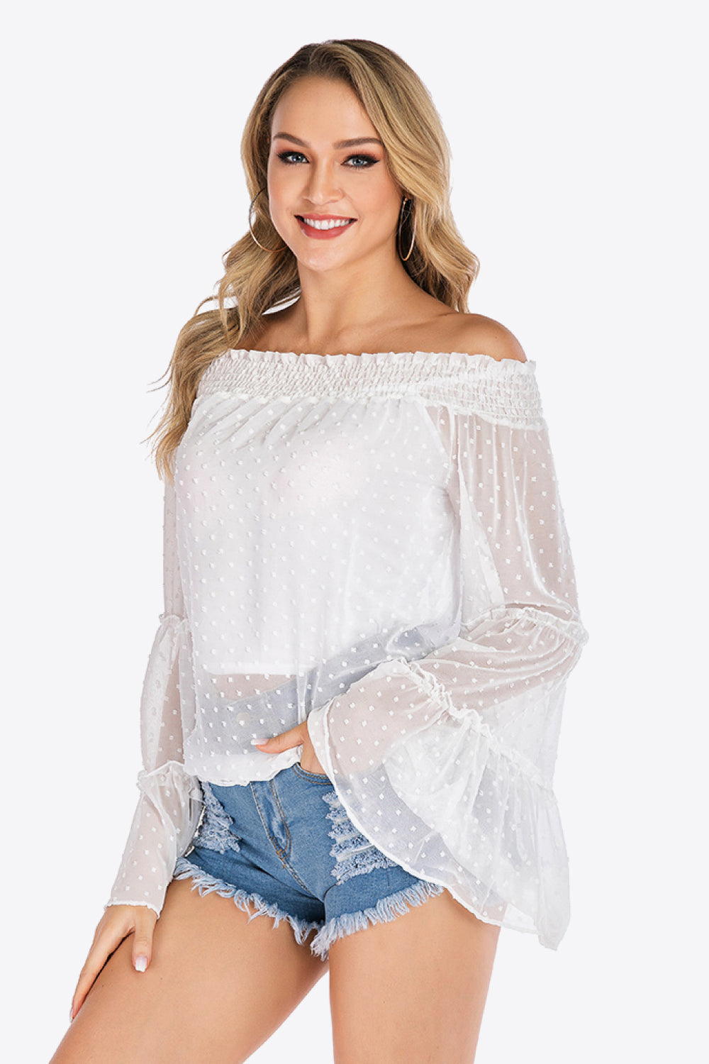 Swiss Dot Off-Shoulder Blouse - The Goddess Galleries