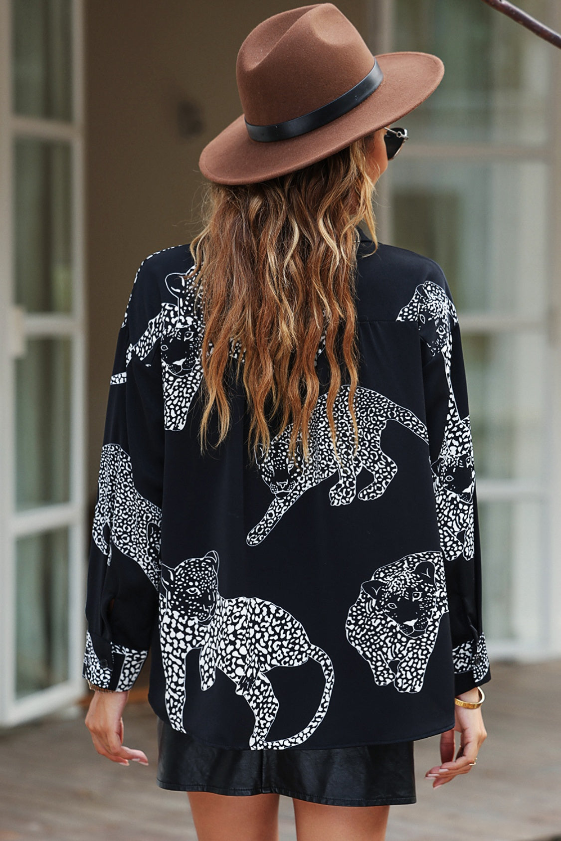 Printed Button Up Long Sleeve Shirt - The Goddess Galleries