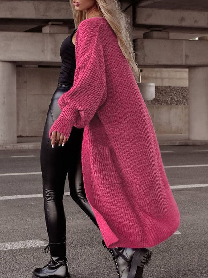 Lantern Sleeve Pocketed Cardigan - The Goddess Galleries