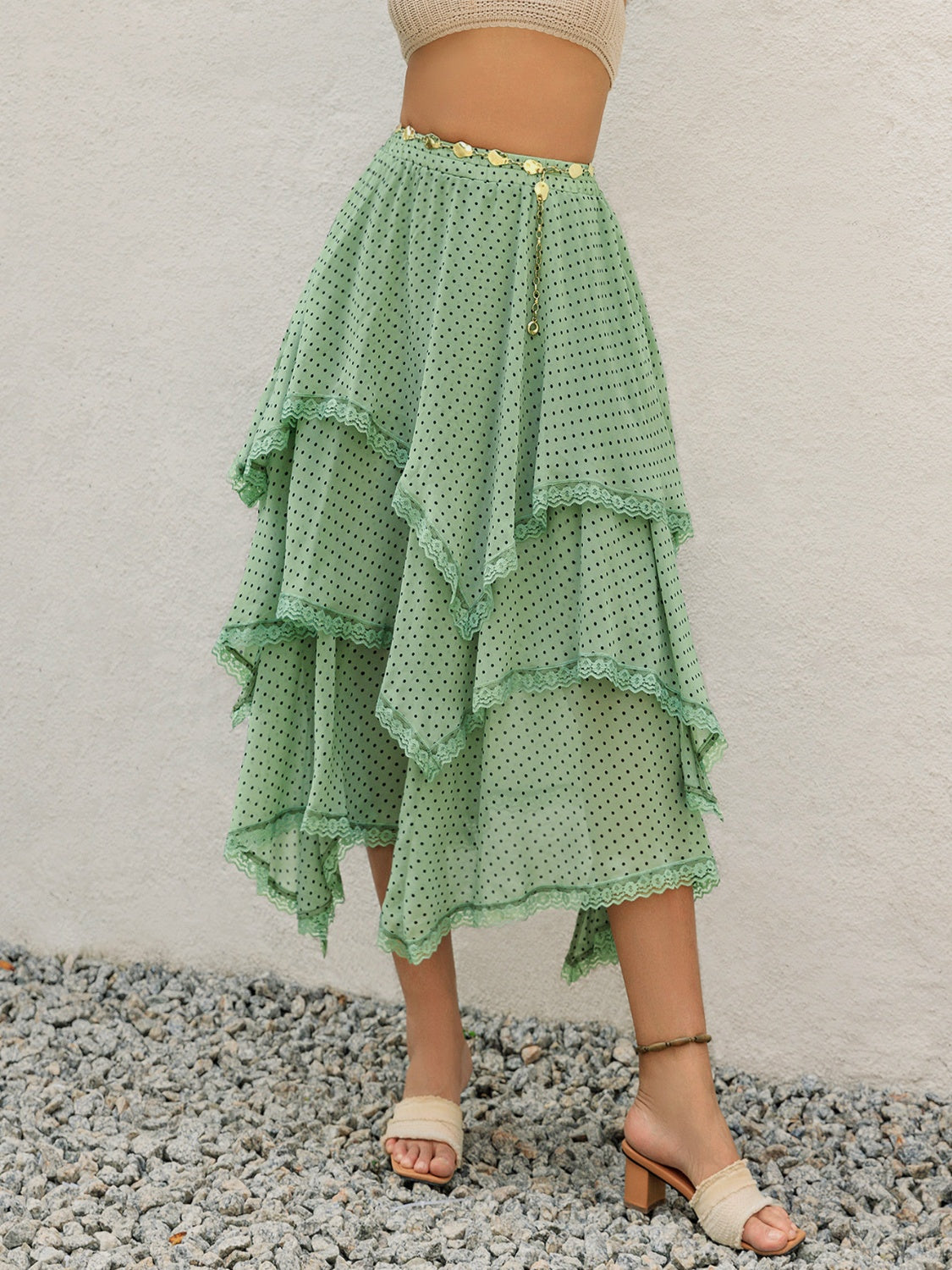 Lace Detail Layered Printed Skirt - The Goddess Galleries