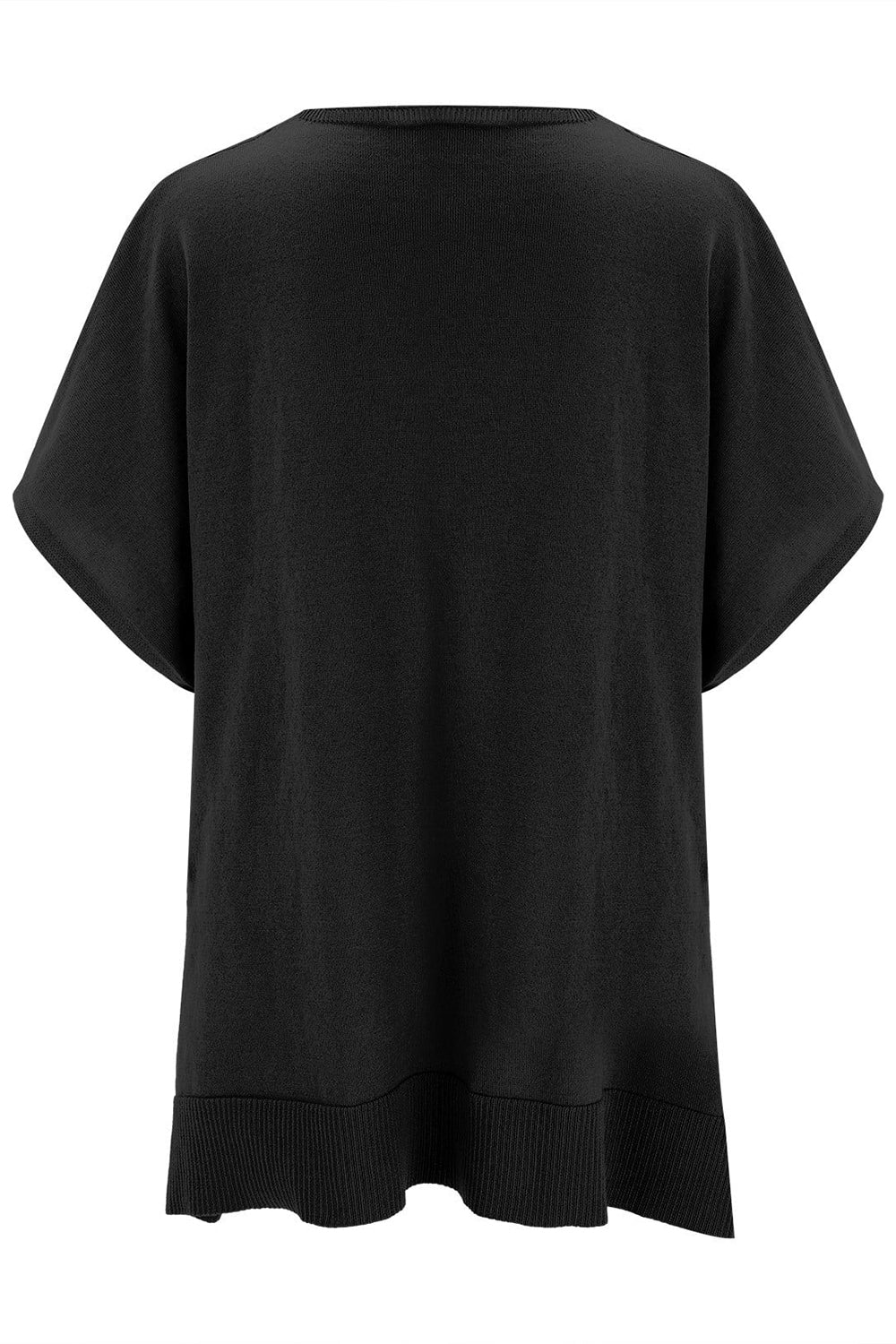Slit V-Neck Half Sleeve Knit Top - The Goddess Galleries