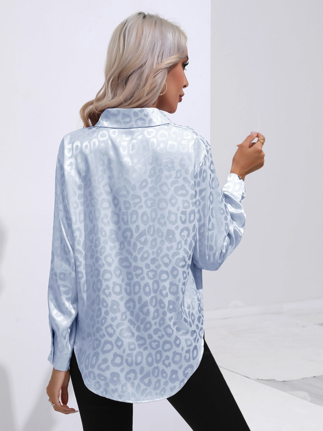 Printed Collared Neck Buttoned Shirt - The Goddess Galleries