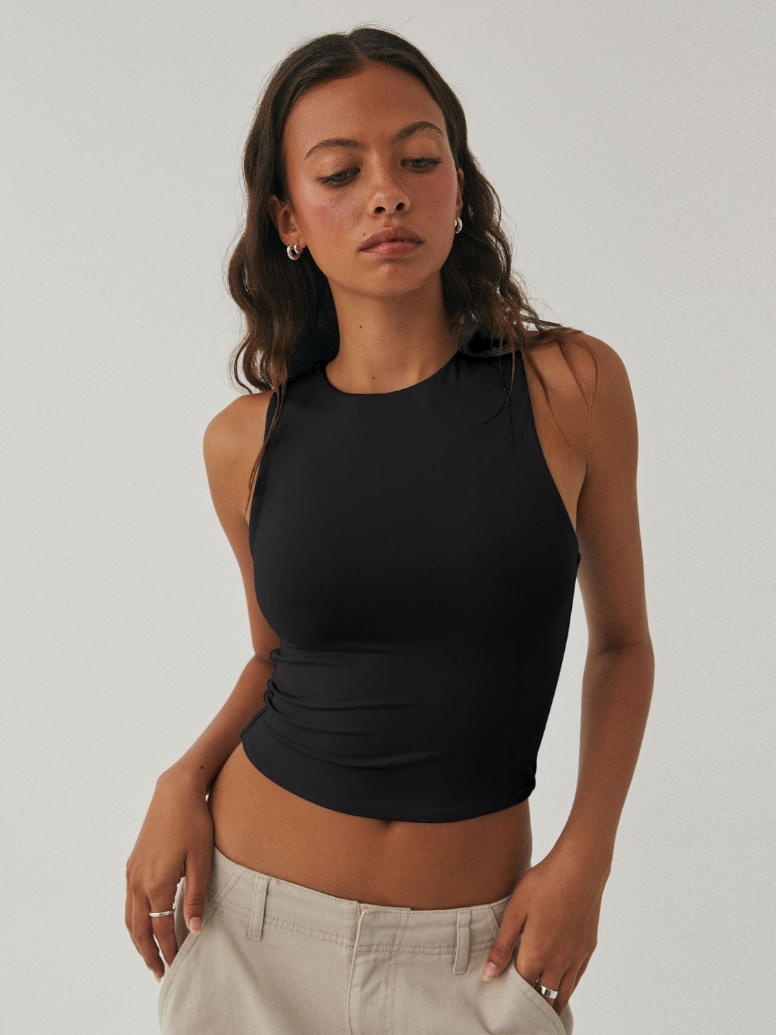 Round Neck Cropped Tank - The Goddess Galleries