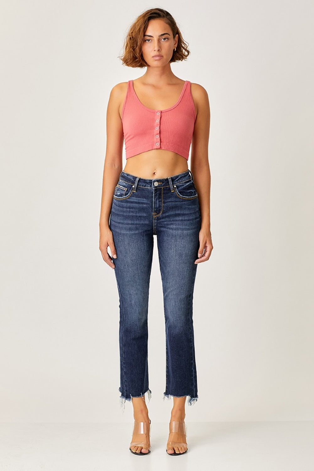 Risen Full Size Frayed Hem Cropped Straight Jeans - The Goddess Galleries