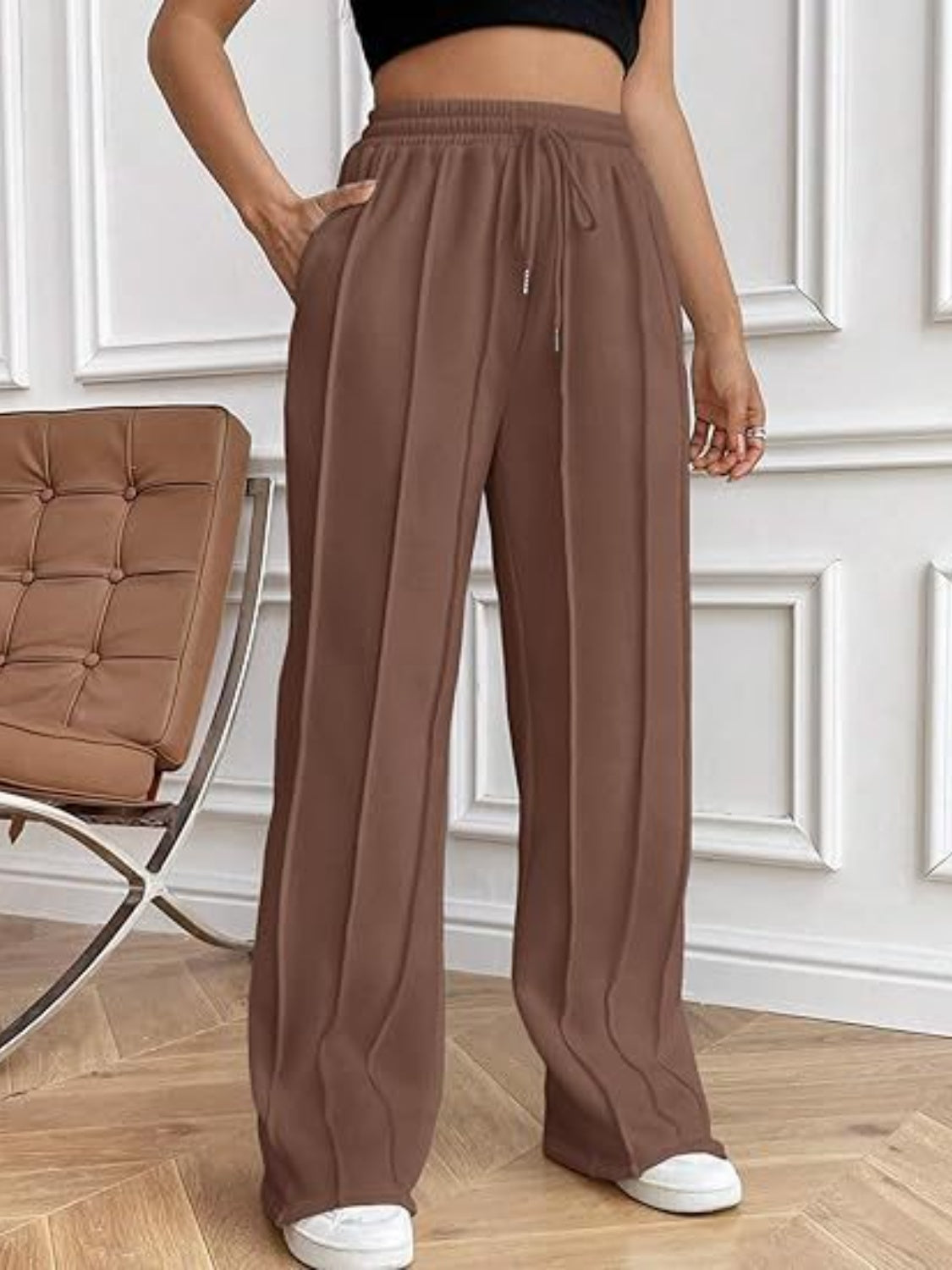 Drawstring Wide Leg Pants with Pockets - The Goddess Galleries