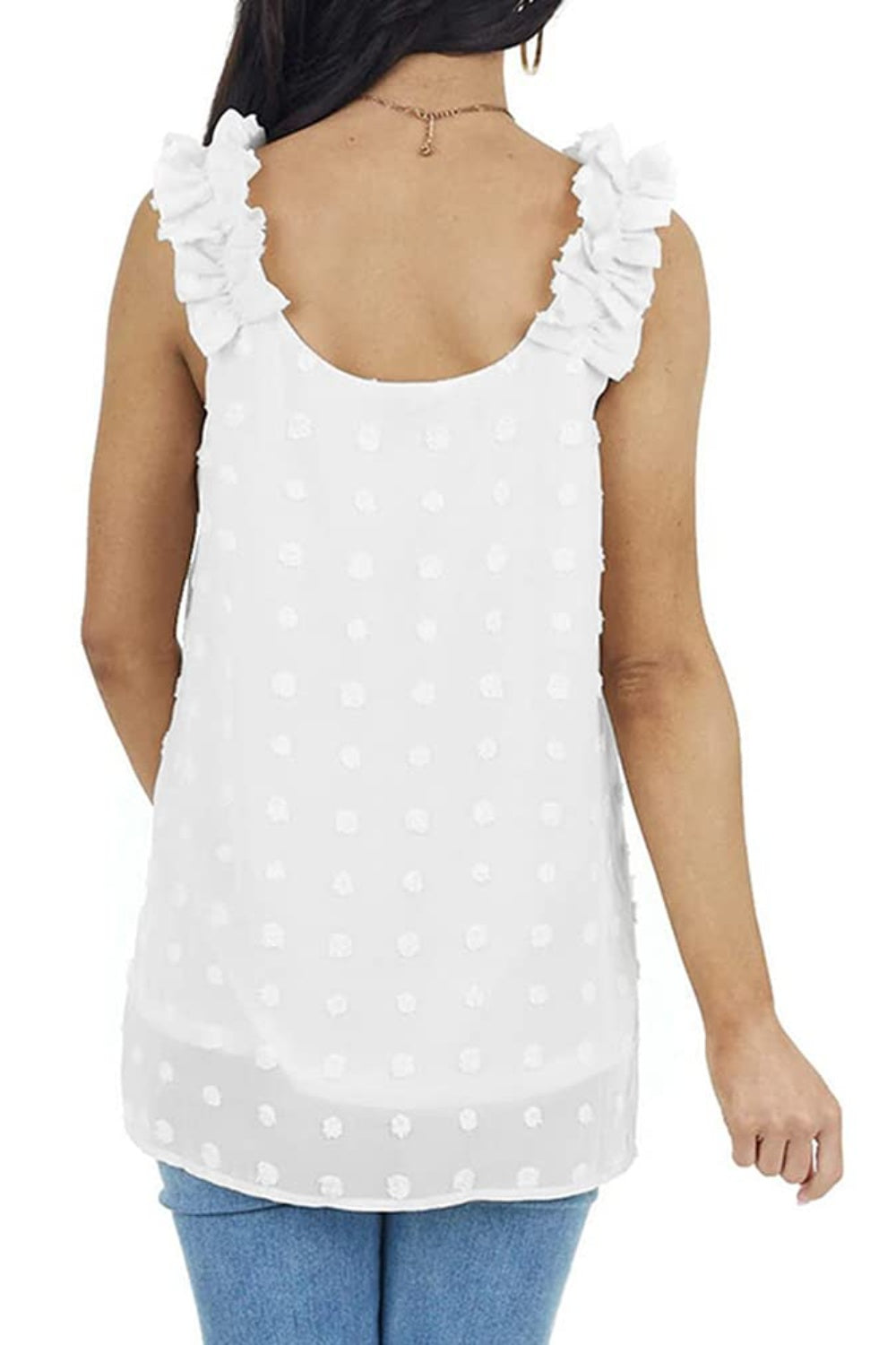 Full Size Swiss Dot V-Neck Tank - The Goddess Galleries