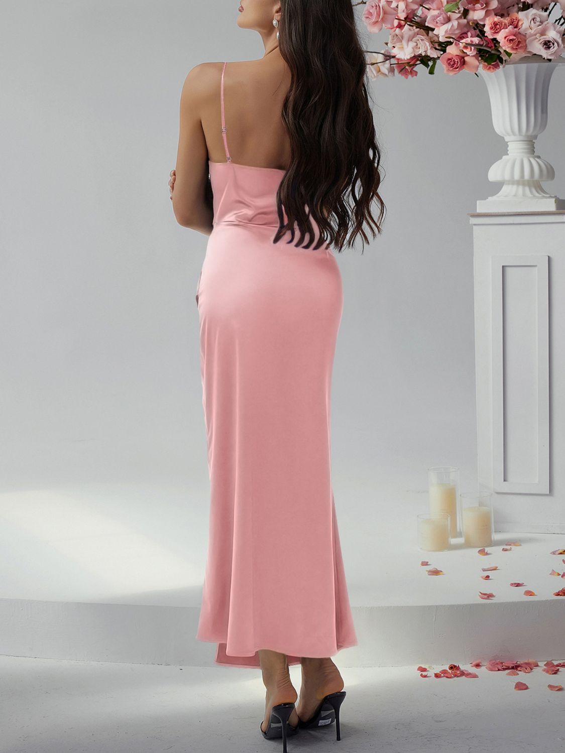 Devine Slit Ruched Maxi Cami Dress - The Goddess Galleries