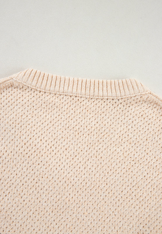 V-Neck Dropped Shoulder Long Sleeve Sweater - The Goddess Galleries