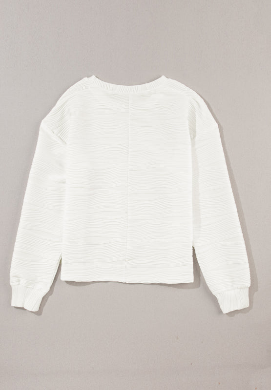 Texture Round Neck Long Sleeve Sweatshirt - The Goddess Galleries