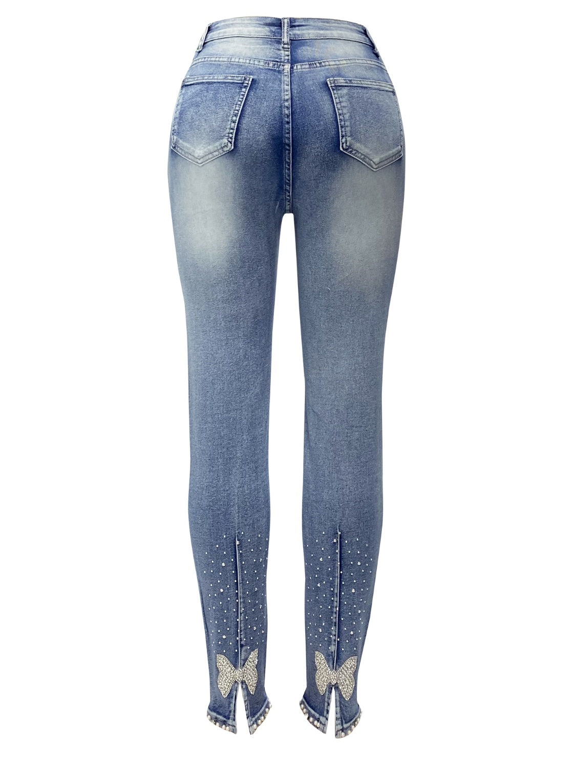 Rhinestone Skinny Jeans with Pockets - The Goddess Galleries