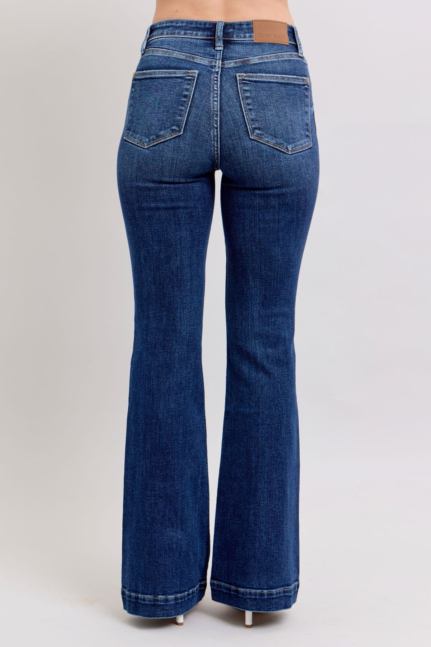 Judy Blue Full Size High Rise Flare Jeans with Pockets Plus Size - The Goddess Galleries