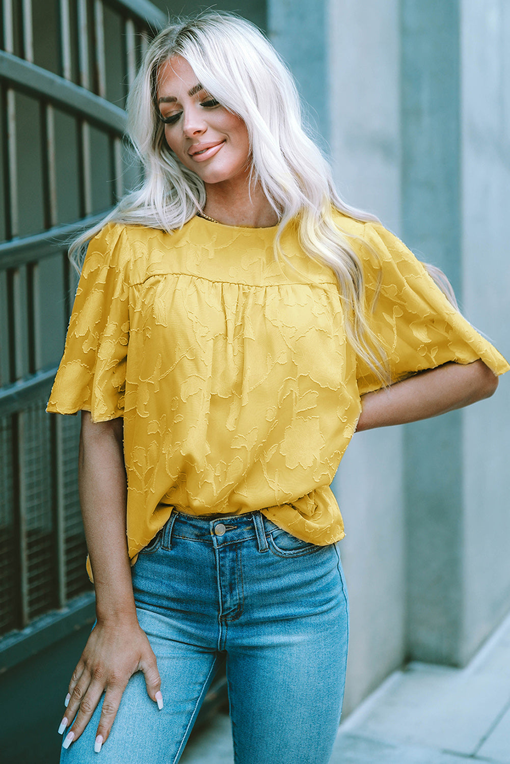 Round Neck Puff Sleeve Blouse - The Goddess Galleries